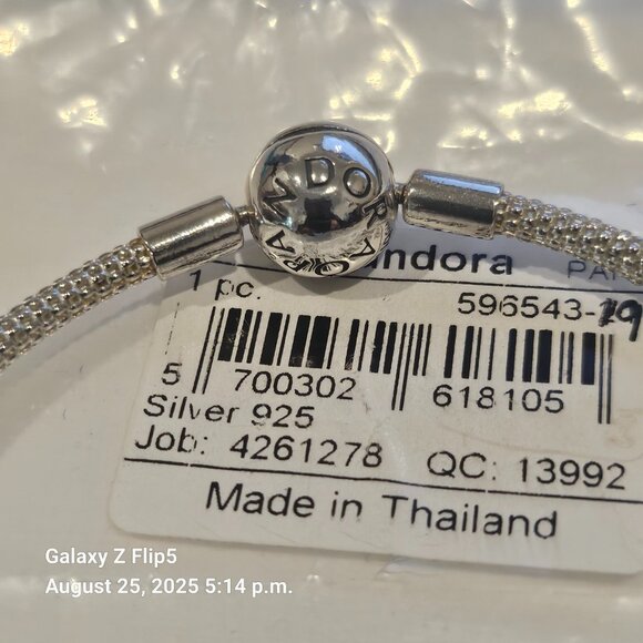 Authentic Pandora RETIRED Silver Smooth Clasp Mesh Bracelet 7.5" 596543-19 NEW - Picture 4 of 5